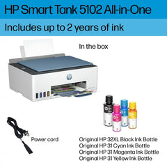 HP Smart Tank 5102 Wireless All-in-One Color Home Inkjet Tank Printer w/up to 2 Yrs of Ink Incl