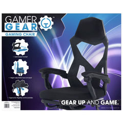 Gamer Gear Gaming Office Chair with Extendable Leg Rest, Black Fabric Upholstery