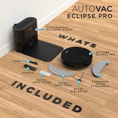 iHome AutoVac Eclipse Pro 3-in-1 Robot Vacuum and Vibrating Mop, Homemap Navigation