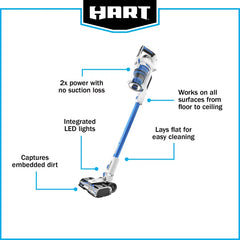 HART 20-Volt Brushless Cordless Stick Vacuum Kit, Generation 2, (1) 4.0Ah Lithium-Ion Battery