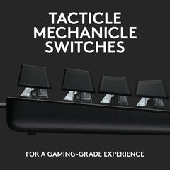 Logitech G413 SE Full-Size Corded Gaming Keyboard, PBT Keycaps, Tactile Mechanical Switches, Black Aluminum