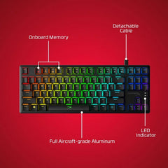 HyperX Alloy Origins Core - Tenkeyless Mechanical Gaming Keyboard, Software Controlled Light & Macro Customization, Compact Form Factor, RGB LED Backlit, Tactile HyperX Aqua Switch