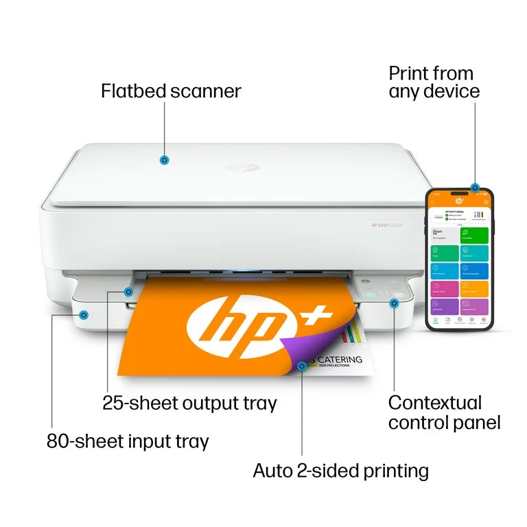 HP ENVY 6052e All-in-One Wireless Color Inkjet Photo Printer with 3 Months Instant Ink Incl with HP+