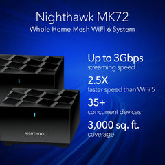 NETGEAR - Nighthawk AX3000 Mesh WiFi 6 System with Router + 1 Satellite Extender 3Gbps (MK72-100NAS)