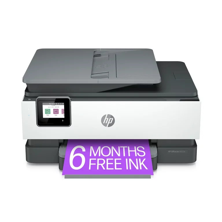 (New - Open Box) HP OfficeJet 8022e All-in-One Wireless Color Inkjet Printer - 6 Months Free Instant Ink with HP+