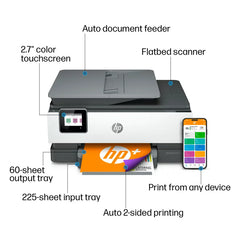 (New - Open Box) HP OfficeJet 8022e All-in-One Wireless Color Inkjet Printer - 6 Months Free Instant Ink with HP+