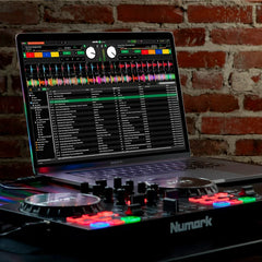 Numark Beginners Party Mix II - DJ Controller Set with Built-In Lights, Mixer for Serato Lite and Algoriddim Pro AI