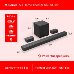 VIZIO M-Series 5.1 Premium Sound Bar with Dolby Atmos, DTS:X, Bluetooth M51ax-J6