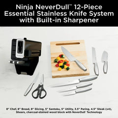 Ninja NeverDull Essential 12 Piece Stainless Steel Knife System with Built in Sharpener, K22012