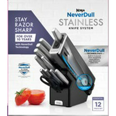 Ninja NeverDull Essential 12 Piece Stainless Steel Knife System with Built in Sharpener, K22012