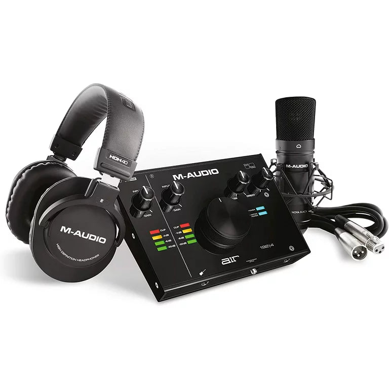 M-Audio - Complete Recording Bundle - USB Audio Interface, Microphone, Shock mount, Cable, Headphones and Software Suite - AIR 192|4 Vocal Studio Pro