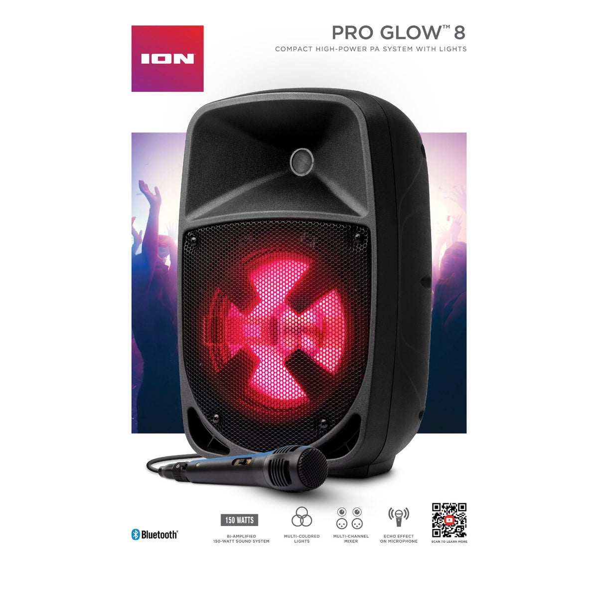 Ion Audio Pro Glow 8 Compact High-Powered PA System with Lights