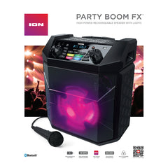 ION Audio Party Boom FX Portable Bluetooth Speaker with LED Lighting, Black, iPA101A