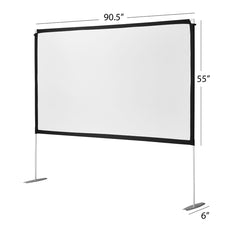 onn. 100" Portable Indoor/Outdoor 16:9 Theater Projection Screen, Detachable Legs, White, 100024196