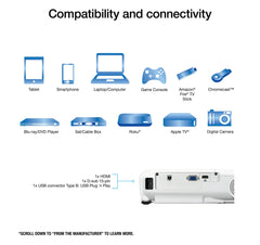 Epson EX3280 3-Chip 3LCD XGA Projector, 3,600 Lumens Color Brightness, 3,600 Lumens White Brightness, HDMI, Built-in Speaker, 15,000:1 Contrast Ratio