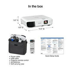 Epson EX3280 3-Chip 3LCD XGA Projector, 3,600 Lumens Color Brightness, 3,600 Lumens White Brightness, HDMI, Built-in Speaker, 15,000:1 Contrast Ratio